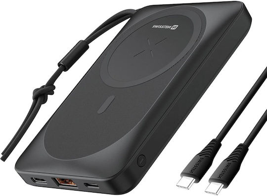Swissten MagSafe Power Bank 10000mAh 20W with USB-A Output Port and 2 USB-C Output Ports Black