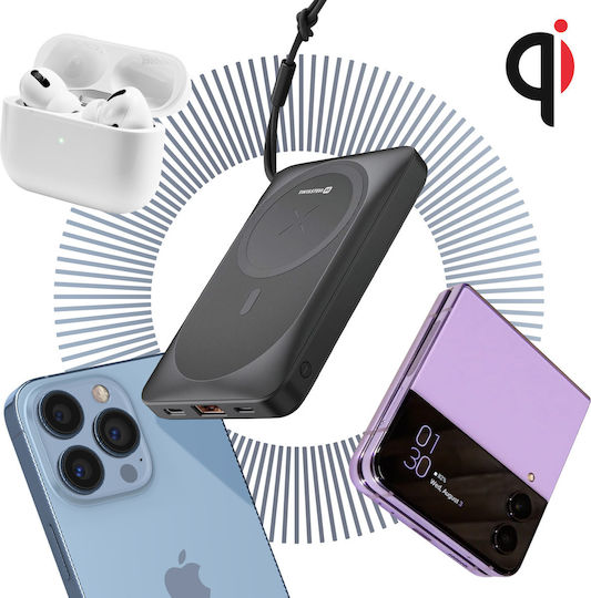 Swissten MagSafe Power Bank 10000mAh 20W with USB-A Output Port and 2 USB-C Output Ports Black