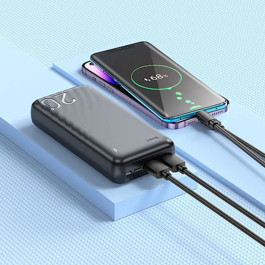 Hoco J123A Power Bank 20000mAh mit 2 USB-A Anschlüssen und 2 USB-C Anschlüssen Schwarz