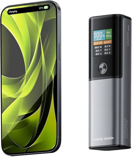 Mobile Origin PB12 Външна Батерия 14000mAh 100W с USB-A Порт и USB-C Порт Power Delivery Прозрачна