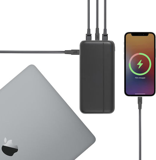Rivacase VA2071 Baterie Externă 20000mAh Cu 2 Porturi De Ieșire USB-A Și Port De Ieșire USB-C Power Delivery Negru