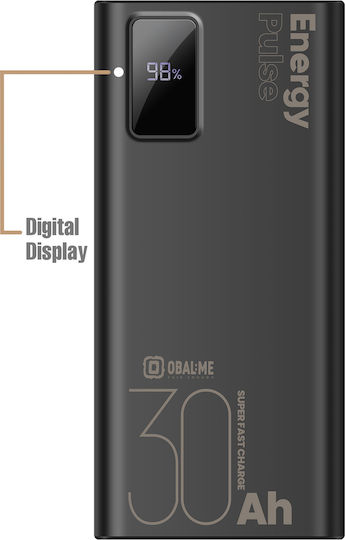 Obal:Me EnergyPulse Power Bank 30000mAh 22.5W mit 2 USB-A Ausgangsanschlüsse und USB-C Ausgangsanschluss Schwarz