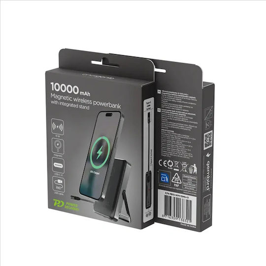 Energenie Магнитна Стойка MagSafe Външна Батерия 10000mAh 15W Power Delivery Черна