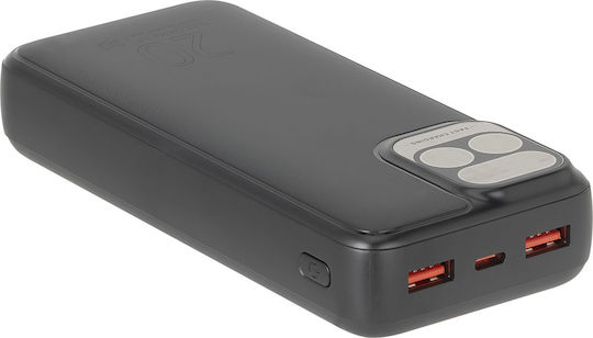 Rivacase Power Bank 20000mAh με 2 Θύρες USB-A Power Delivery / Quick Charge Μαύρο