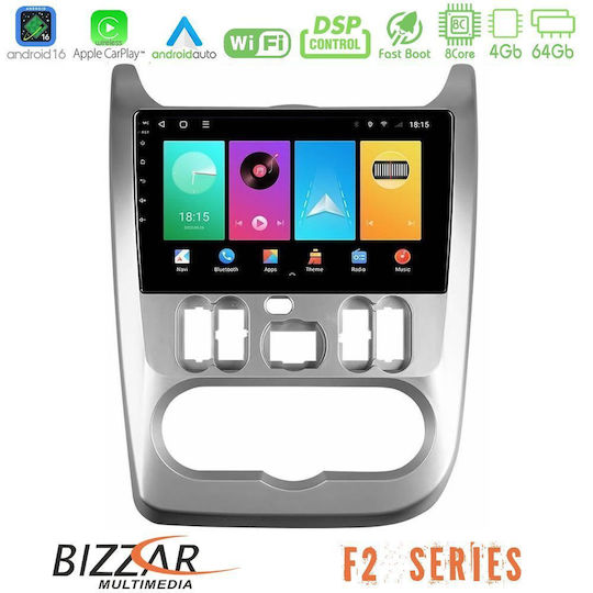 Bizzar Car Audio System for Renault Logan Dacia Duster Sandero Logan Bluetooth USB WiFi GPS Apple CarPlay Android Auto with 9" Touch Screen