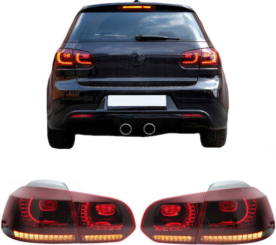 Vland Тъмно Тонирани Задни Светлини LED Volkswagen Golf VI Full Dynamic GTI R20 Look Тъмно Червено/Тъмно Тонирани 08-12 4 Бройки