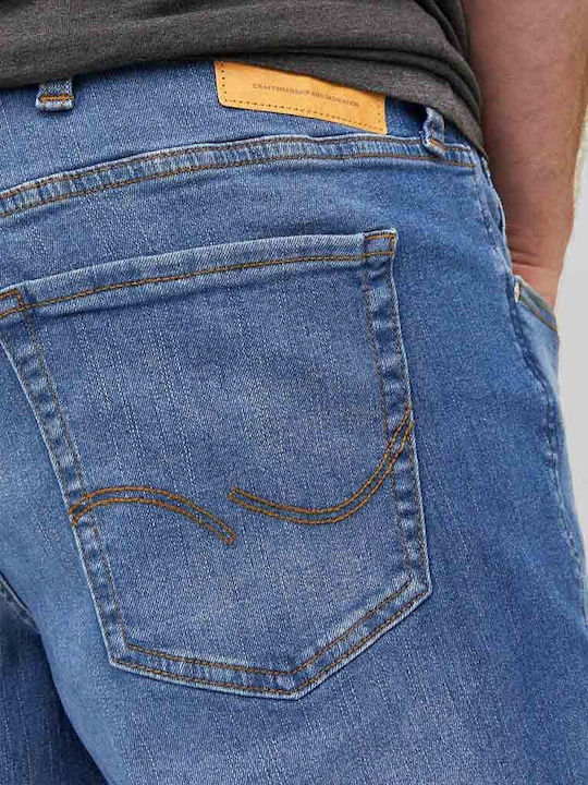 Mike Ανδρικό Παντελόνι Τζιν Ελαστικό Regular Tapered Fit Μπλε