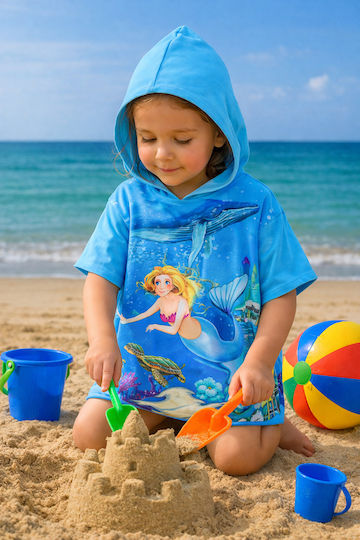 SteweHome Kinder Strandponcho mit Druck für 3-6 Jahre