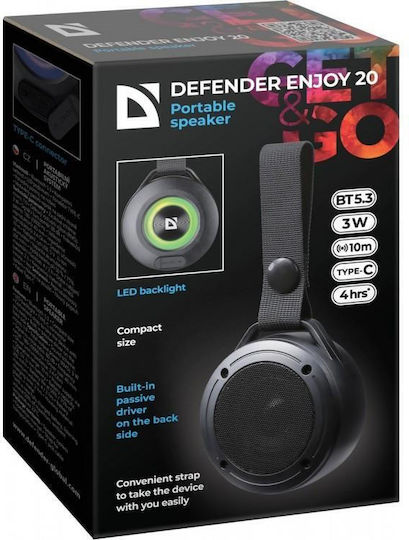 Defender Enjoy 20 Ηχείο Bluetooth 3W με Διάρκεια Μπαταρίας έως 4 ώρες Μαύρο