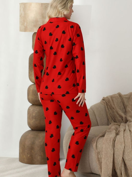 Boyraz Winter Women's Pyjama Set Red