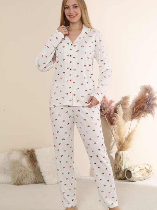Boyraz Winters Damen Schlafanzug Set Ecru