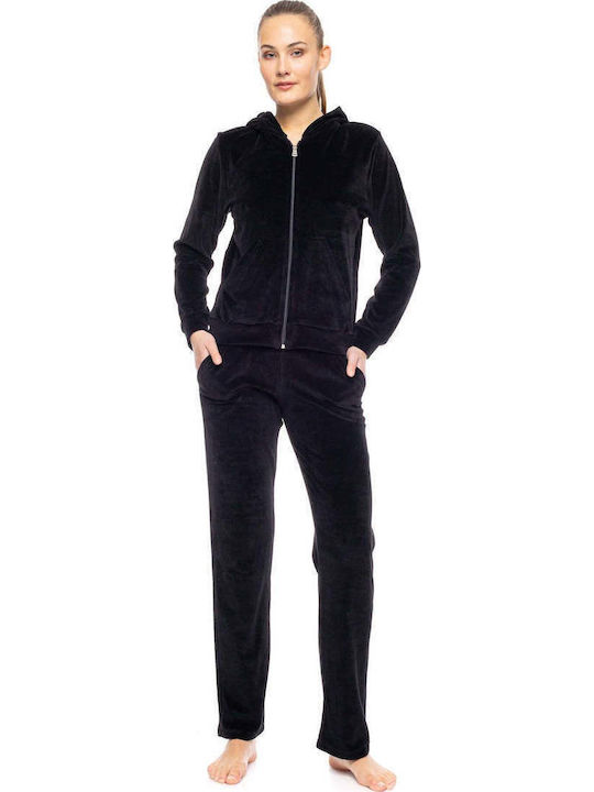 Damen Jogginghosen Samt Schwarz