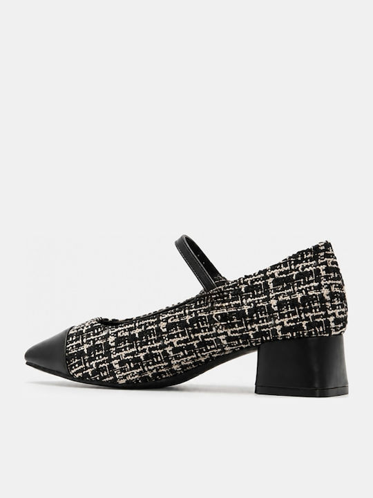 Spitze Zehe Pumps mit Niedrigem Absatz Schwarz
