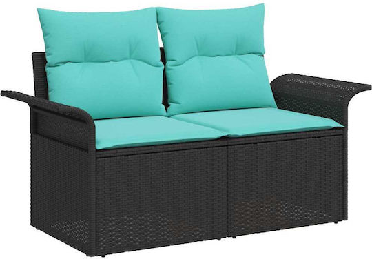Garten- und Outdoor-Möbelsets Typsatz Wohnzimmer 7 Stück Schwarz mit Kissen