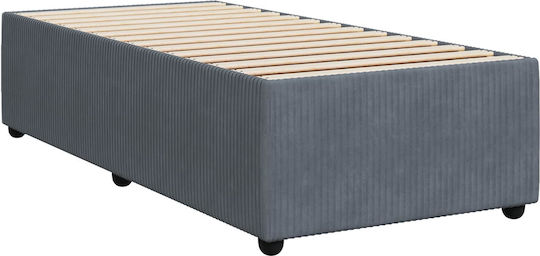 Pat Single Tapitat Cu Catifea Gri Închis Cu Plăci Și Saltea 80x200cm
