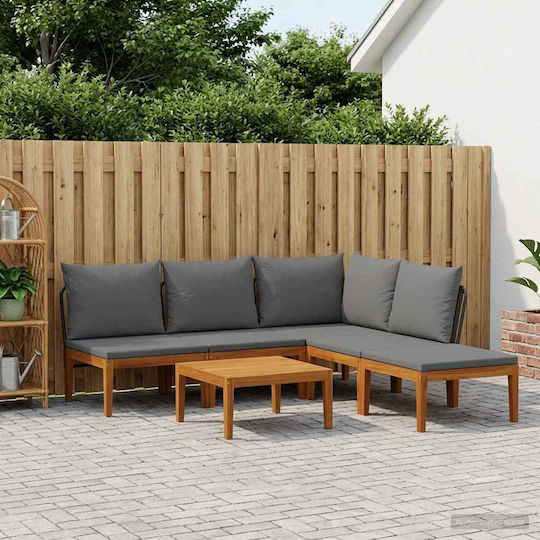 Garten- und Outdoor-Möbelsets Wohnzimmer Typsatz 6 Stück Schwarz mit Kissen Garten- und Outdoor-Möbelsets Wohnzimmer Typsatz 6 Stück Schwarz mit Kissen