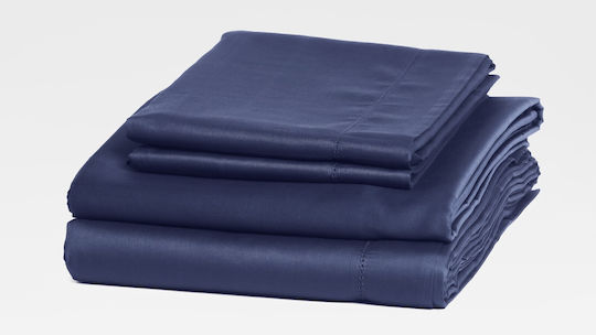 Valeria Home Set Huse Pentru Pilote 200x220cm Dublă Cu 2 Fețe De Pernă & 1 Cearșaf Albastru Închis