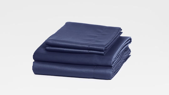Valeria Home Set Huse Pentru Pilote 200x220cm Dublă Cu 2 Fețe De Pernă & 1 Cearșaf Albastru Închis