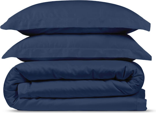 Valeria Home Set Huse Pentru Pilote 200x220cm Dublă Cu 2 Fețe De Pernă & 1 Cearșaf Albastru Închis