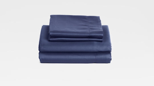 Valeria Home Set Huse Pentru Pilote 220x240cm Supra-dublă Cu 2 Fețe De Pernă & 1 Cearșaf Albastru Închis