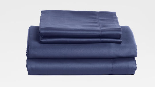 Valeria Home Set Huse Pentru Pilote 220x240cm Supra-dublă Cu 2 Fețe De Pernă & 1 Cearșaf Albastru Închis
