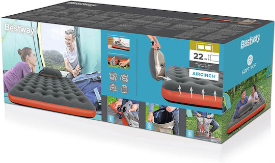 Bestway Bestway Doppel-Luftmatratze mit Integrierter Handpumpe 203x152x22cm Grau