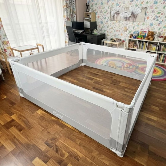 Bară de protecție pentru pat din metal în culoare albă 200x180cm 3 buc