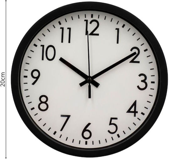 Excellent Houseware Wanduhr Kunststoff Schwarz 20x3,7cm