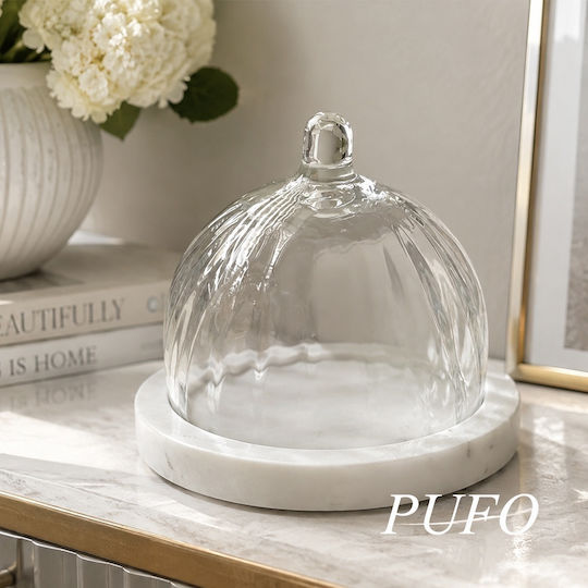 Glass Cake Stand with Lid White 13.5x13.5x10cm