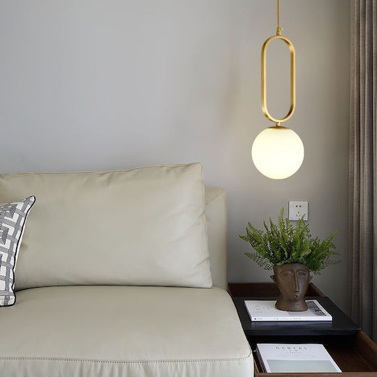 Chandelier White Globe Copper Body E27 X 1