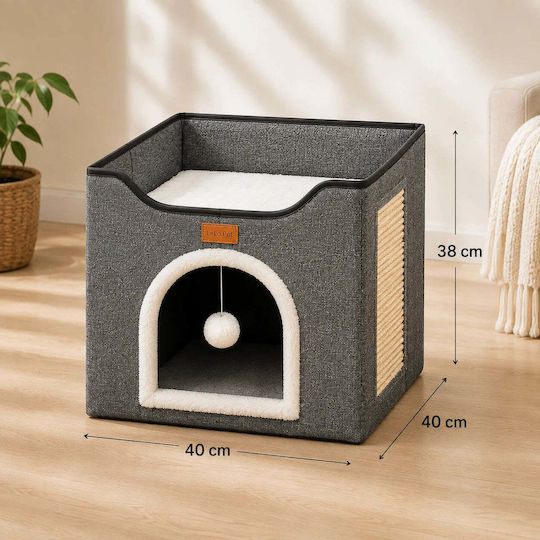 Lelo Pet CozyCube Classic Arch – Двуетажна Къщичка За Котки Сива 40x40x38cm