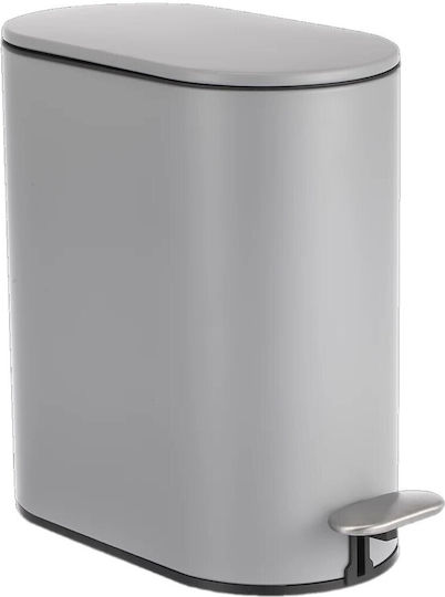Sidirela E-4729 Metallic Bathroom Brush and Bin Set Soft Close 5L Gray