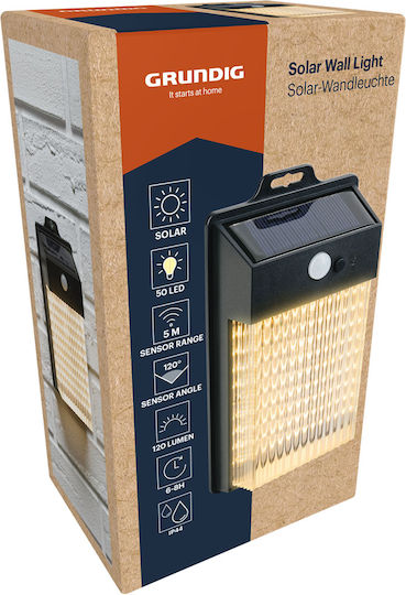 Grundig Wall Mounted Solar Light 120lm with Motion Sensor and Photocell 8.3x5.3x15.8cm