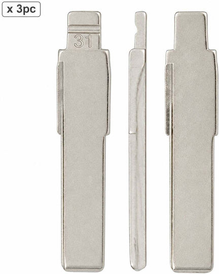 Set 3 Car Key Blades 31# Hu66 Vw Audi Seat Skoda