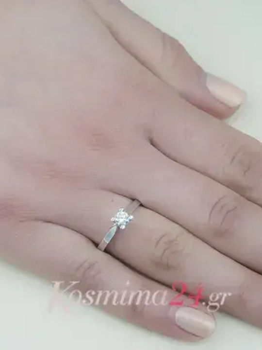 Single Stone Ring In 18K White Gold Single Stone Ring In 18K White Gold