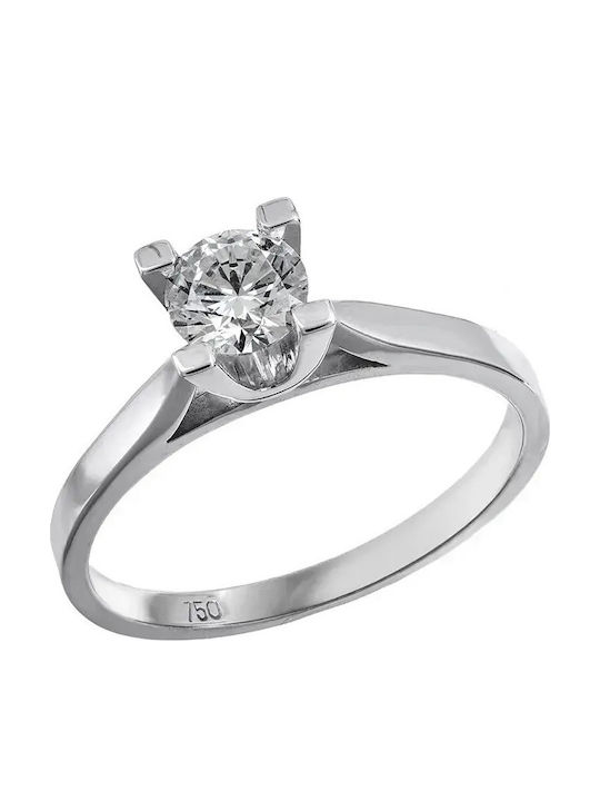 Einzelner Steine Ringe aus Weißgold 18K mit Diamant