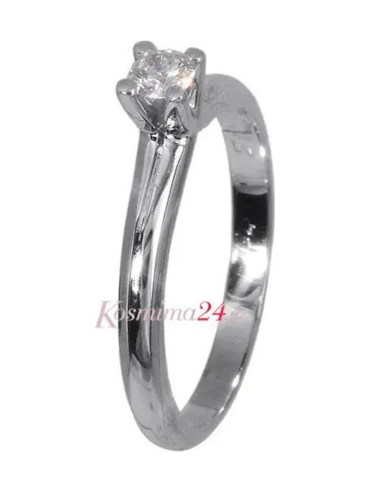 Inel Din Aur Alb 18 Carate Cu Diamant