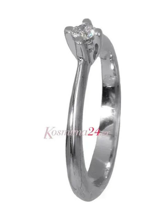 Inel Din Aur Alb 18 Carate Cu Diamant