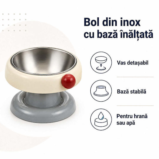 Bol de hrană din oțel inoxidabil pentru câine și pisică