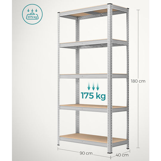 Songmics Ραφιέρα Dexion 90x40x180εκ. με 5 Ράφια Συνολικής Αντοχής 875kg