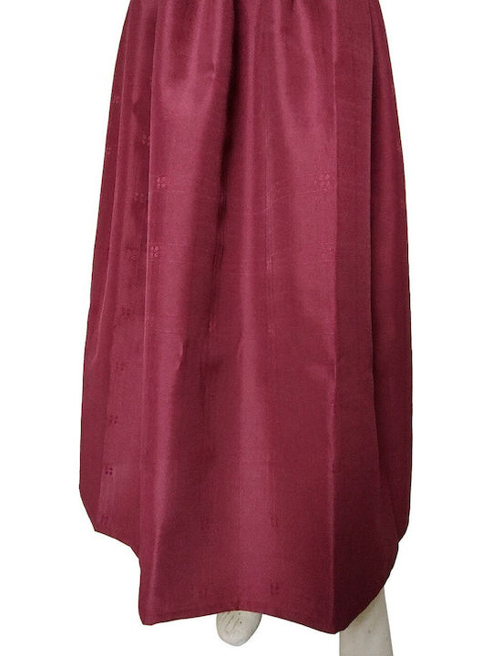 Women's Traditional Brocade Skirt Burgundy Elastic Gold Belt Mark177