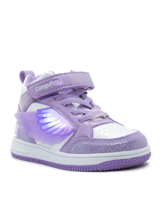Adidași Copii Inalți Cu Luminite Violet