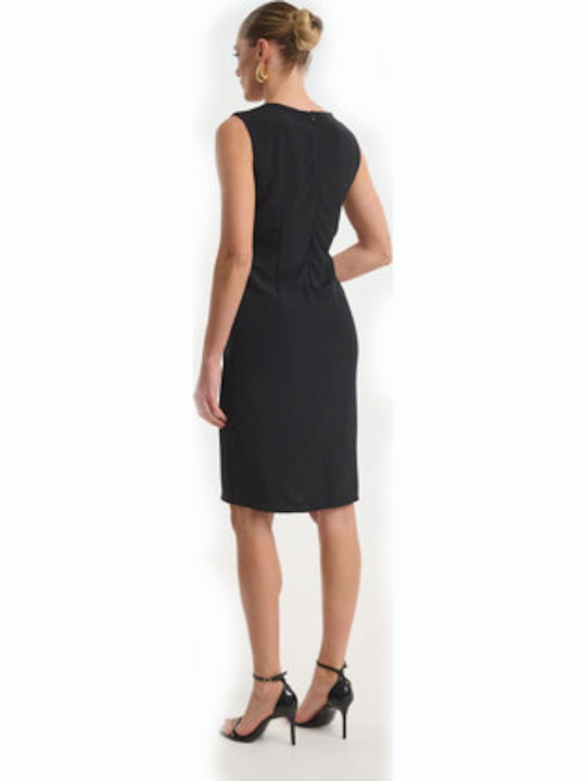 Rochie de Vară Midi de Seară Rochie-cămașă Wrap-Around Neagră