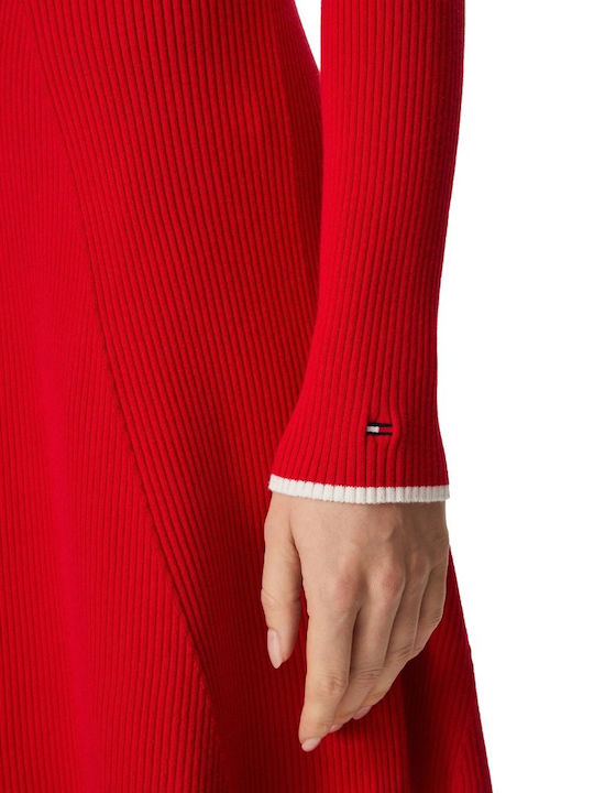 Flare Knitted Dress Lavish Red