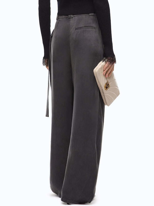 Damen Stoffhose in Karotte Passform Grau