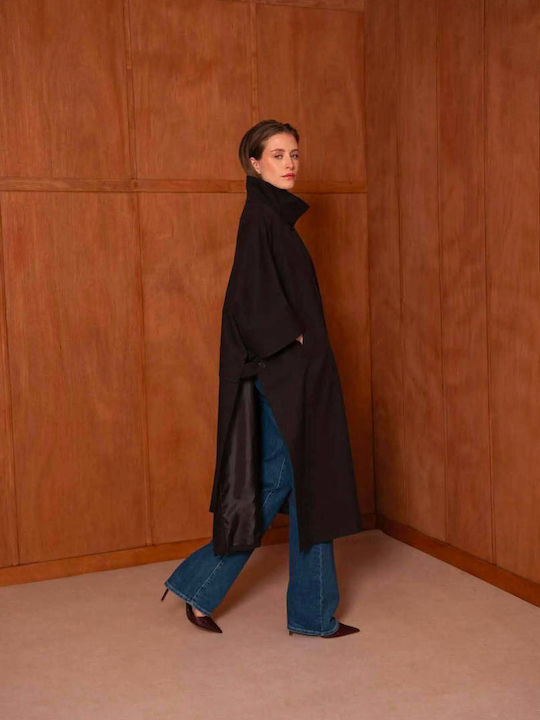 Women's Black Oversized Gabardine