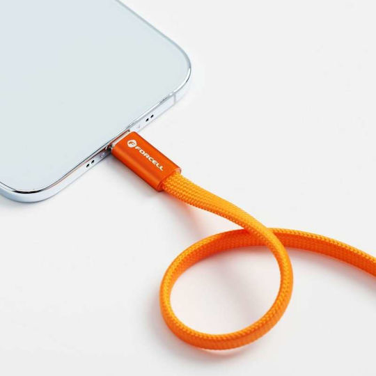 Forcell Flaches USB 2.0 Kabel USB-C männlich - USB-C 60W Orange 1,2m