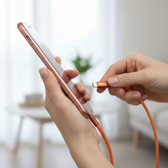 Forcell Flaches USB 2.0 Kabel USB-C männlich - USB-C 60W Orange 1,2m
