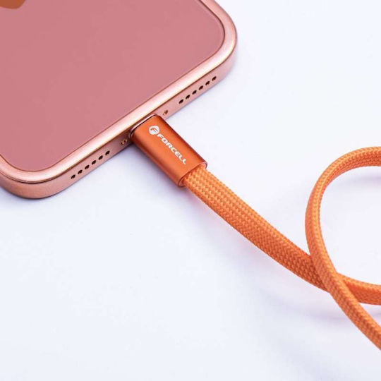 Forcell Flaches USB 2.0 Kabel USB-C männlich - USB-C 60W Orange 1,2m