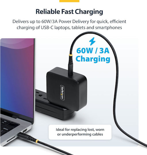 StarTech USB 2.0 Cable USB-C Male - USB-C 60W PD Black 2m